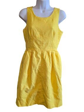 J. Crew Womens Yellow Sleeveless Textured Cotton Dress preppy boho cottagecore
